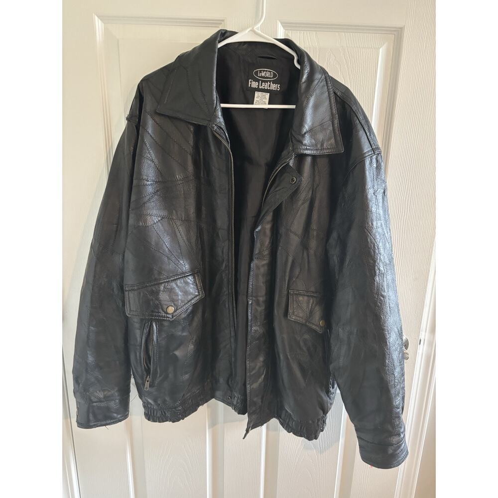 LeWorld Vintage Patchwork Leather Jacket Size XL